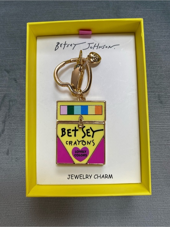 Betsey Johnson Accessories - Betsey Johnson Crayon Box Keychain Charm NIB Opens, pink and yellow,gold